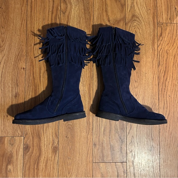 Blue Suede PePe Italian Leather Knee High Zip Up Boots | Size 36 - Picture 8 of 14